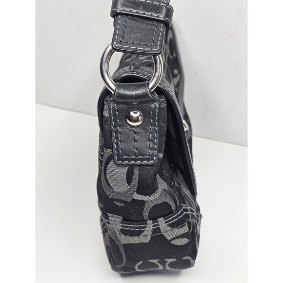 COACH Twist Lock Shoulder Bag Black Canvas Leather Trim C0769-10993Braided - Picture 10 of 11